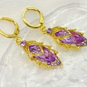 Gold and Purple Crystal Earrings